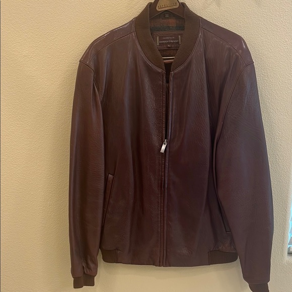Johnston & Murphy Dark Brown Leather Bomber Jacket